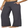 Damenhose mit hoher Taille, weitem Bein und Taschen in Dunkelgrau für die Freizeit - S / Unterteile / Dunkelgrau