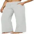Pantaloni casual a vita alta e gamba larga da donna in grigio chiaro con tasche laterali - Grigio chiaro
