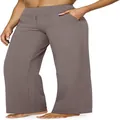 Pantaloni casual da donna a gamba dritta e larghi con tasche funzionali, colore tortora - Caffè