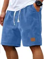 Pantalones cortos informales para hombre en punto gofrado azul con cordón ajustable - 3XL / Bottoms / Azul marino