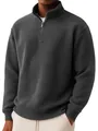 Détail du tissu gaufré gris et du col zippé sur ce pull pour homme - S / Hauts / Noir