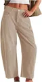 Pantalones de pana para mujer de talle alto y pernera ancha en color beige suave - XS / Bottoms / Caqui