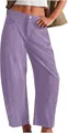 Pantalones casuales de pana de cintura alta para mujer en color lila - XS / Bottoms / Violeta Claro