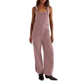 Mono de pana rosa para mujer con pantalones tipo cargo de corte holgado y diseño moderno - Rosa