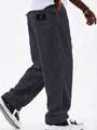 Detailed texture view of American vintage corduroy loose straight casual pants for men - M / Bottoms / Navy Blue