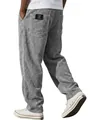 Close-up detail of grey corduroy straight-leg casual trousers for men with a vintage style - S / Bottoms / Gray