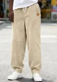 Beige corduroy pants detail showcasing high quality fabric and drawstring waist - S / Bottoms / Apricot