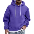 Comfortable oversized purple hoodie for men featuring white drawstrings and kangaroo pocket - Purple