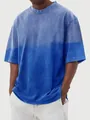 Detail shot of men's washed gradient t-shirt showing fabric texture and blue transition - S / Tops / Blue