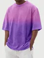 Detailed view of the washed fabric and purple gradient transition on this men's oversized t-shirt - S / Tops / Purple