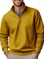 Détail du sweat-shirt en polaire pour homme jaune moutarde à demi-fermeture - S / Hauts / Jaune