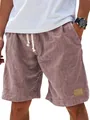 Detail view of men's breathable linen-like drawstring shorts with pocket - S / Bottoms / Pink