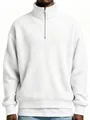 Detailed view of the white waffle-knit texture on a men's quarter-zip sweatshirt - S / Tops / White