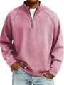 Dettaglio di una felpa rosa lavata vintage con colletto a lupetto e zip da uomo - Taglia S / Top / Rosa
