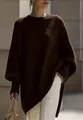 Dettaglio di un maglione lavorato a maglia marrone scuro con maniche a pipistrello - XS / Nero