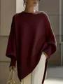 Maglione in maglia bordeaux oversize da donna con maniche a pipistrello vestibilità - Borgogna / XS