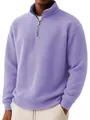 Premium men's purple waffle knit quarter-zip sweatshirt in a relaxed casual fit style - Light Purple