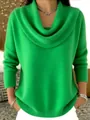 Elegante maglione in maglia ampia verde vivace con un raffinato collo a cappuccio - Verde
