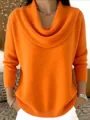 Maglione in maglia arancione vestibilità ampia con elegante collo a cappuccio e stile - Arancione