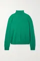 Elegante dolcevita verde smeraldo da donna in 100% pura lana merino di qualità - Taglia unica / Top / Verde