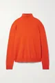 Maglione dolcevita da donna arancione vibrante in 100% lana merino per autunno-inverno. - Taglia unica / Top / arancio-rosso