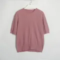 Elegante oudroze gebreide trui met korte mouwen en ronde hals voor dames voorjaar mode - S / Tops / Oudroze