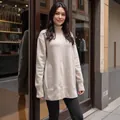 Oversized oatmeal turtleneck knit sweater for cozy and stylish winter street style fashion - S / Tops / Light Apricot