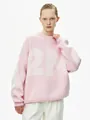 Modischer rosa Rundhals-Strickpullover mit übergroßem weißen Buchstaben-Druck für Damen - Rosa