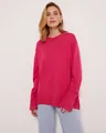 Elegante maglione in maglia fucsia da donna con girocollo per l'autunno e l'inverno - Taglia S / Top / Rosso rosa