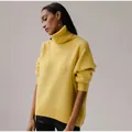Cozy loose fit yellow turtleneck knitted sweater for premium autumn and winter style - S / Tops / Yellow