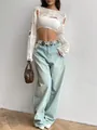Fashionable white boho-style hollow-out crochet knit cropped shrug with distressed details - S / Tops / Apricot