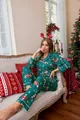 Ensemble pyjama de Noël vert pour femme avec motifs de sucre d'orge et flocons. - M / Haut Et Bas / Vert