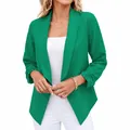Professional women's casual open-front blazer in vibrant green color. - 3XL / Tops / Green