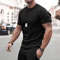 Hochwertiges bequemes Herren Sommer Casual Schwarz Sport Kurzarm T-Shirt und Shorts Set - M / Oben Und Unten / Schwarz