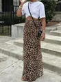 Modischer Maxirock mit Leopardenmuster und hoher Taille für den Sommer mit kurzem Top - S / Unterteile / Leopardenprint