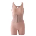 Seamless nude one-piece shapewear bodysuit with tummy control hooks and wide straps - S / Top And Bottom / Nude
