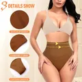 High waist shaping thong for women featuring tummy control and anti-slip steel bone support. - S / Bottoms / Brown