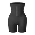 Black high waisted tummy control shapewear shorts with front hook and eye closure - XS/S / Black