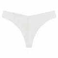 Seamless ice silk thong in solid white with low waist design - White