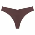 Seamless ice silk thong for women in maroon featuring a low-rise breathable design - Dark Brown