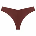 Seamless ice silk thong for women in wine red featuring a low-waist breathable design. - Deep purple