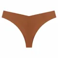 Seamless ice silk thong in terracotta color with low waist design for women's comfort - Skin Brown