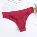 Sexy red seamless thong for women with hollow-out lace design and low-waist fit - One Size / Thong (002) / Red