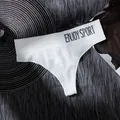White seamless sports thong for women featuring an ENJOY SPORT lettered waistband - M / Bottoms / White