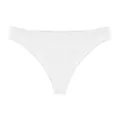 Seamless white thong for women with wide ribbed waistband for fitness and comfort - One Size / Bottoms / White