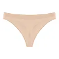 Comfortable seamless nude thong with wide waistband for women’s fitness and sport - One Size / Bottoms / Nude