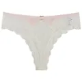 Sexy white lace transparent triangle panties with gold heart detail, size L variant - S / White