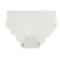 Elegant white seamless ice silk panties for women featuring exquisite floral lace panels - M / White