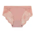 Elegant seamless ice silk panties with breathable lace patchwork in a soft pink - Pink