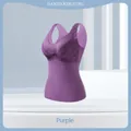Seamless purple Dralon thermal vest with built-in chest pads for women autumn winter - L / Tops / Purple